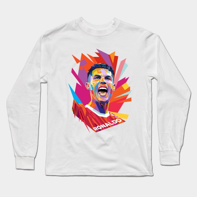 Cristiano Ronaldo 7 Pop Art #2 Long Sleeve T-Shirt by Laksana Ardie Store